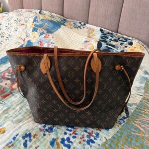 Louis Vuitton Monogram MM Neverfull Fuchsia authentic